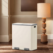 Recycling Bin – Plastic – Cream – 60L 2-Compartment with Soft-Close Lids