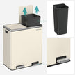 Step-Open Waste Bin – Metal – Cream – Dual Compartment with Soft Closure