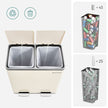 Step-Open Waste Bin – Metal – Cream – Dual Compartment with Soft Closure