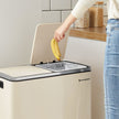 Step-Open Waste Bin – Metal – Cream – Dual Compartment with Soft Closure