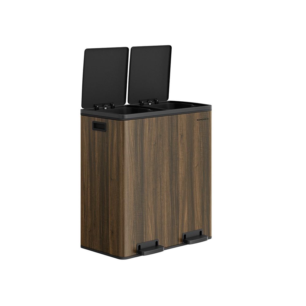 Step-Open Waste Bin – Metal – Cream – Dual Compartment with Soft Closure