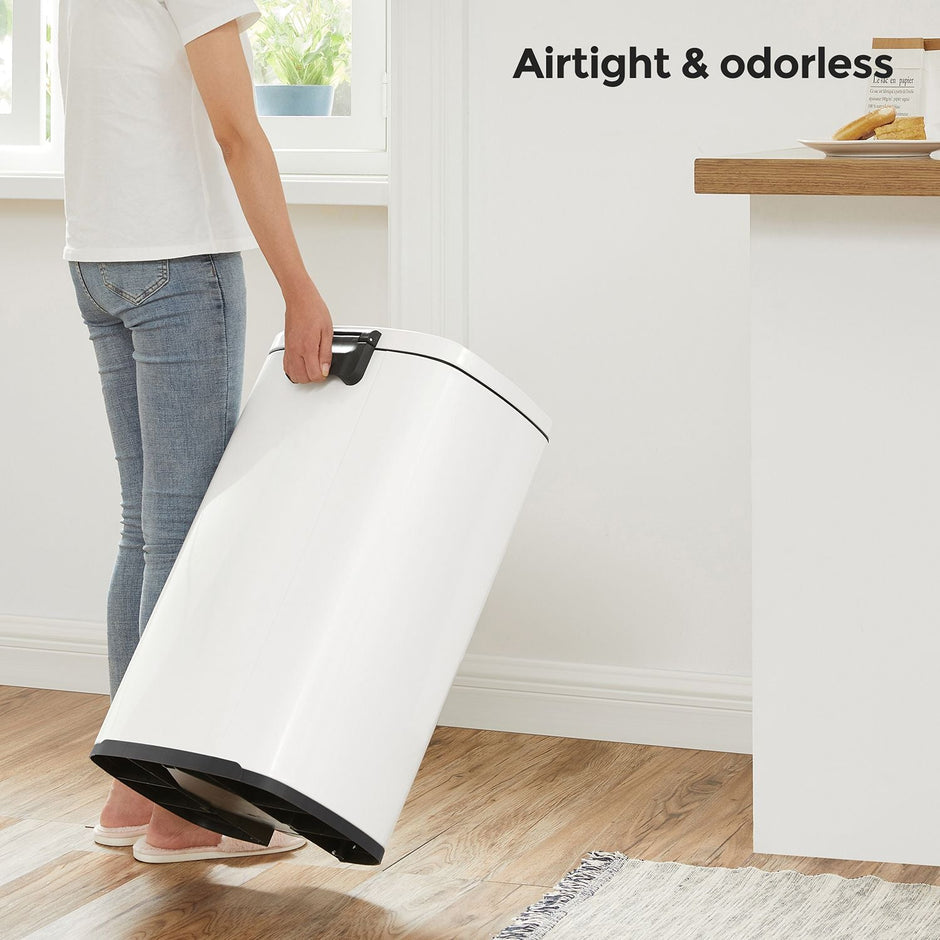 Pedal Kitchen Bin – Steel – Cloud White – 50L Capacity with Soft Close Inner Bucket