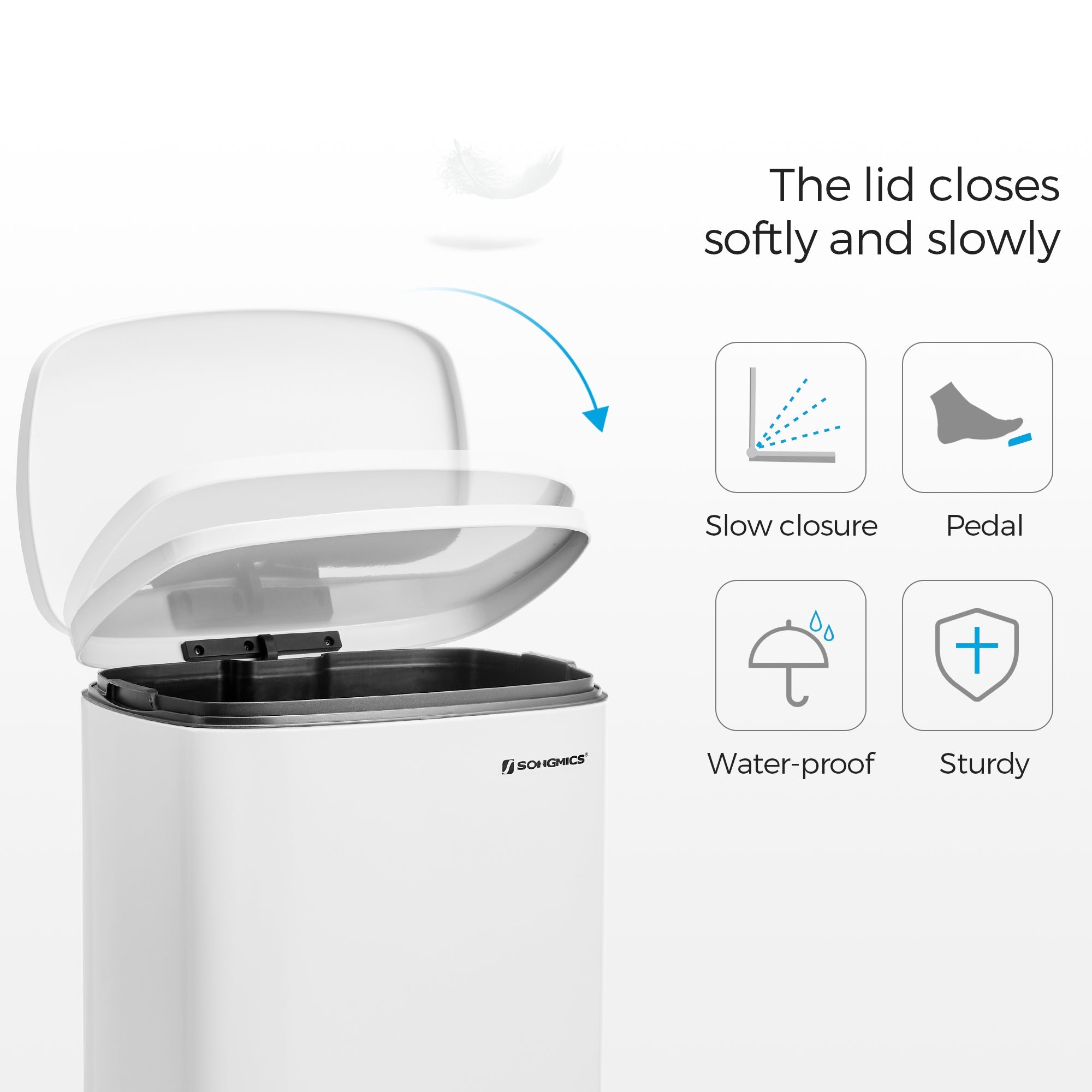 Pedal Kitchen Bin – Steel – Cloud White – 50L Capacity with Soft Close Inner Bucket
