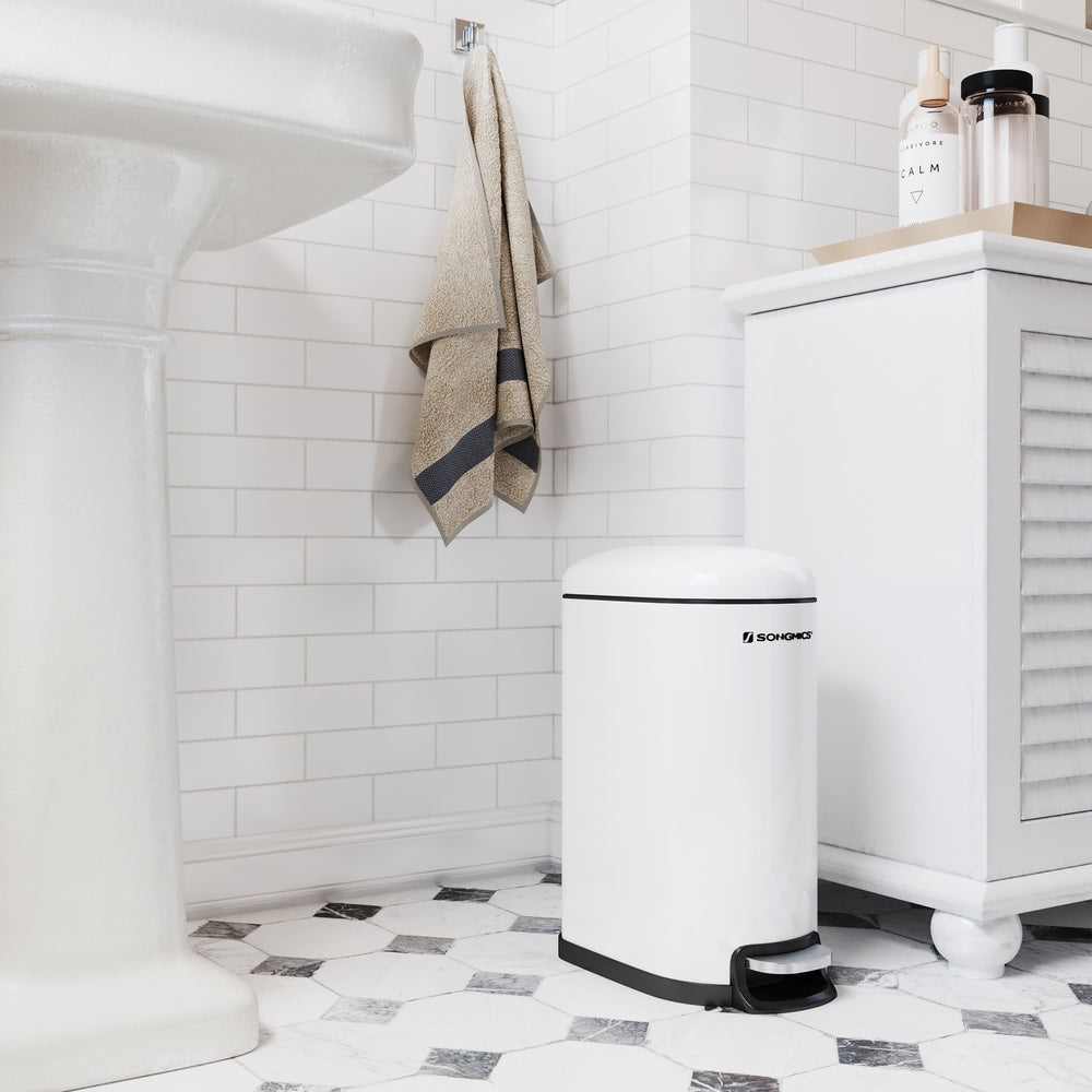 Slim Pedal Bin – Steel – Silver – 10L Capacity with Removable Inner Bucket and Slow Close Feature
