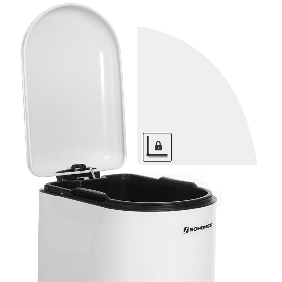 Slim Pedal Bin – Steel – Silver – 10L Capacity with Removable Inner Bucket and Slow Close Feature
