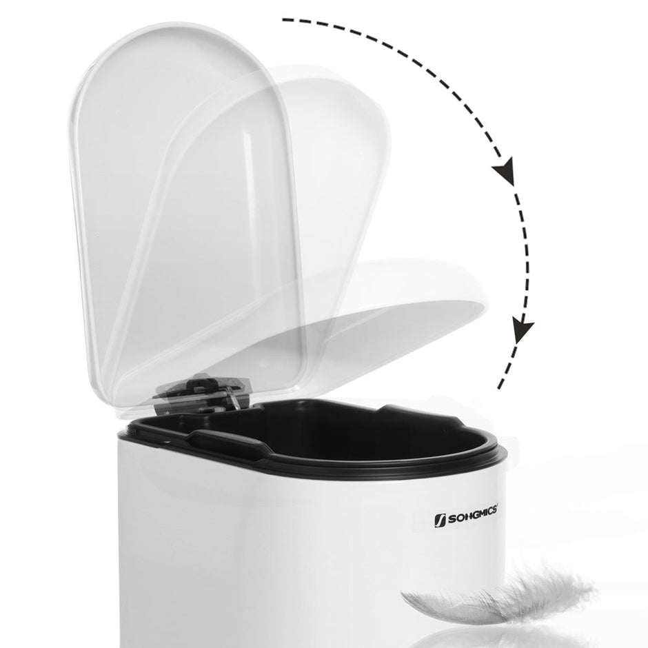 Slim Pedal Bin – Steel – Silver – 10L Capacity with Removable Inner Bucket and Slow Close Feature