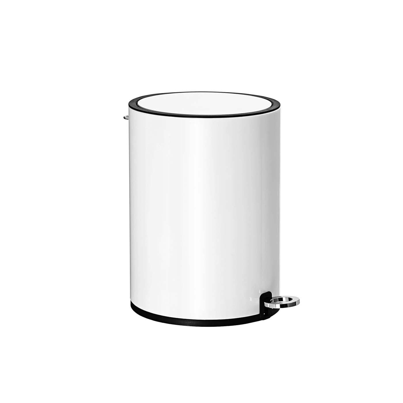 Bathroom Bin – Steel and Plastic – White – Pedal Design with ABS Lid