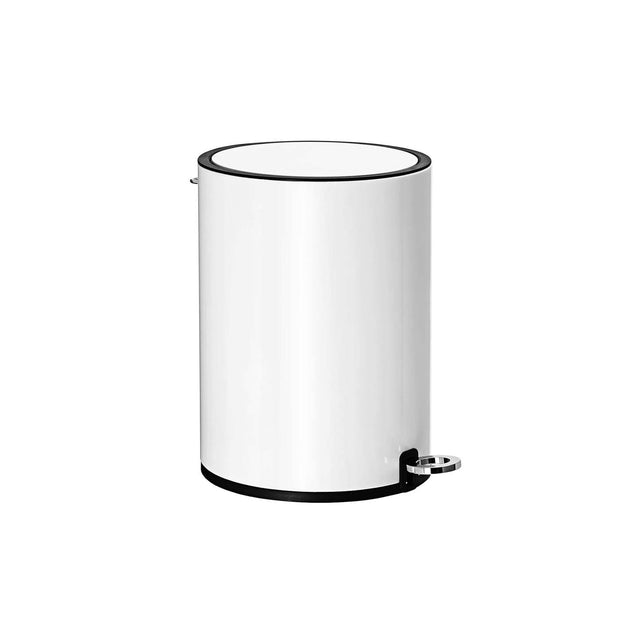 Bathroom Bin – Steel and Plastic – White – Pedal Design with ABS Lid
