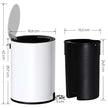 Bathroom Bin – Steel and Plastic – White – Pedal Design with ABS Lid