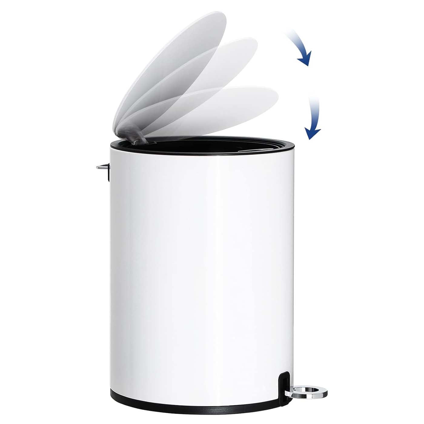 Bathroom Bin – Steel and Plastic – White – Pedal Design with ABS Lid