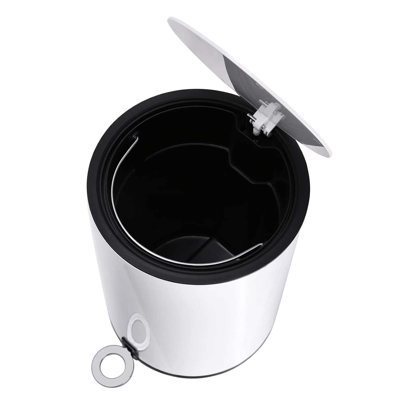 Bathroom Bin – Steel and Plastic – White – Pedal Design with ABS Lid