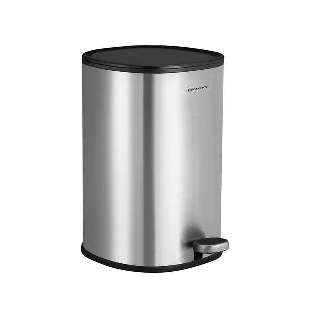 Step-Open Trash Can – Steel – Grey – 5L Capacity with Inner Bucket and Soft Closure