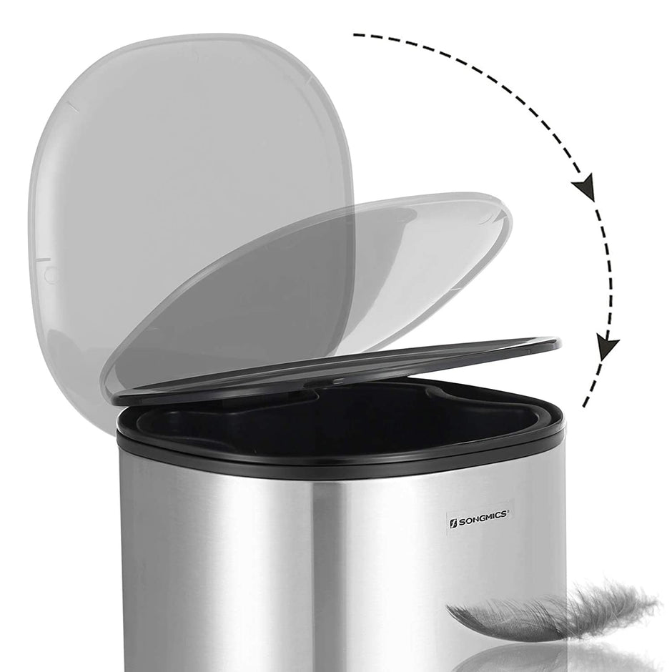 Step-Open Trash Can – Steel – Grey – 5L Capacity with Inner Bucket and Soft Closure