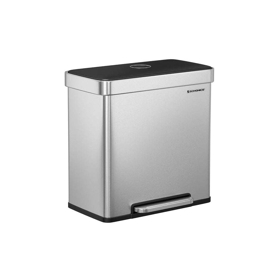 Stainless Steel Pedal Rubbish Bin Set – 30L – Silver – Soft Closure with Trash Bags