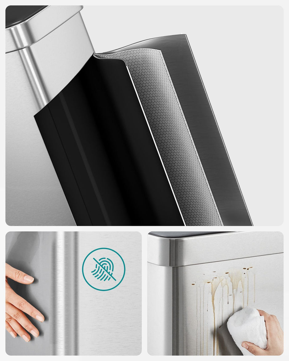 Stainless Steel Pedal Rubbish Bin Set – 30L – Silver – Soft Closure with Trash Bags