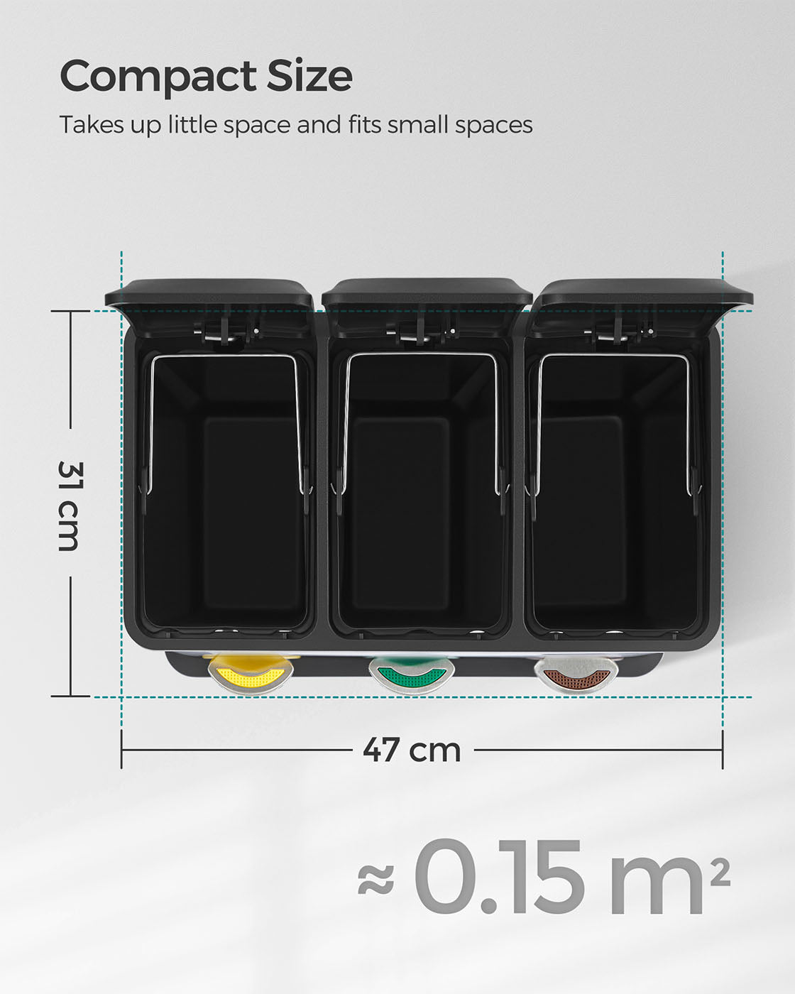 Rubbish Bin – Stainless Steel – Silver – 24 Litre with Pedal and Recycling Separation System