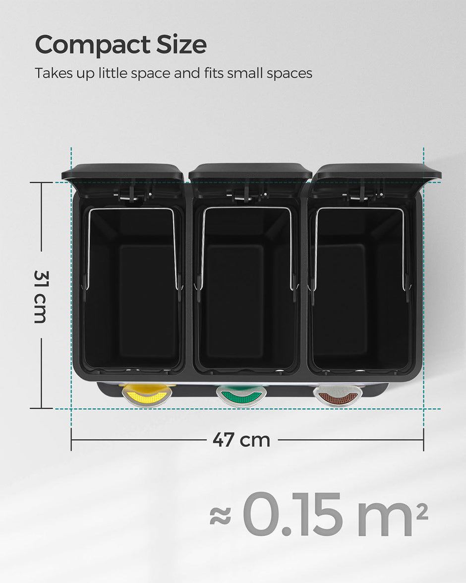 Rubbish Bin – Stainless Steel – Silver – 24 Litre with Pedal and Recycling Separation System