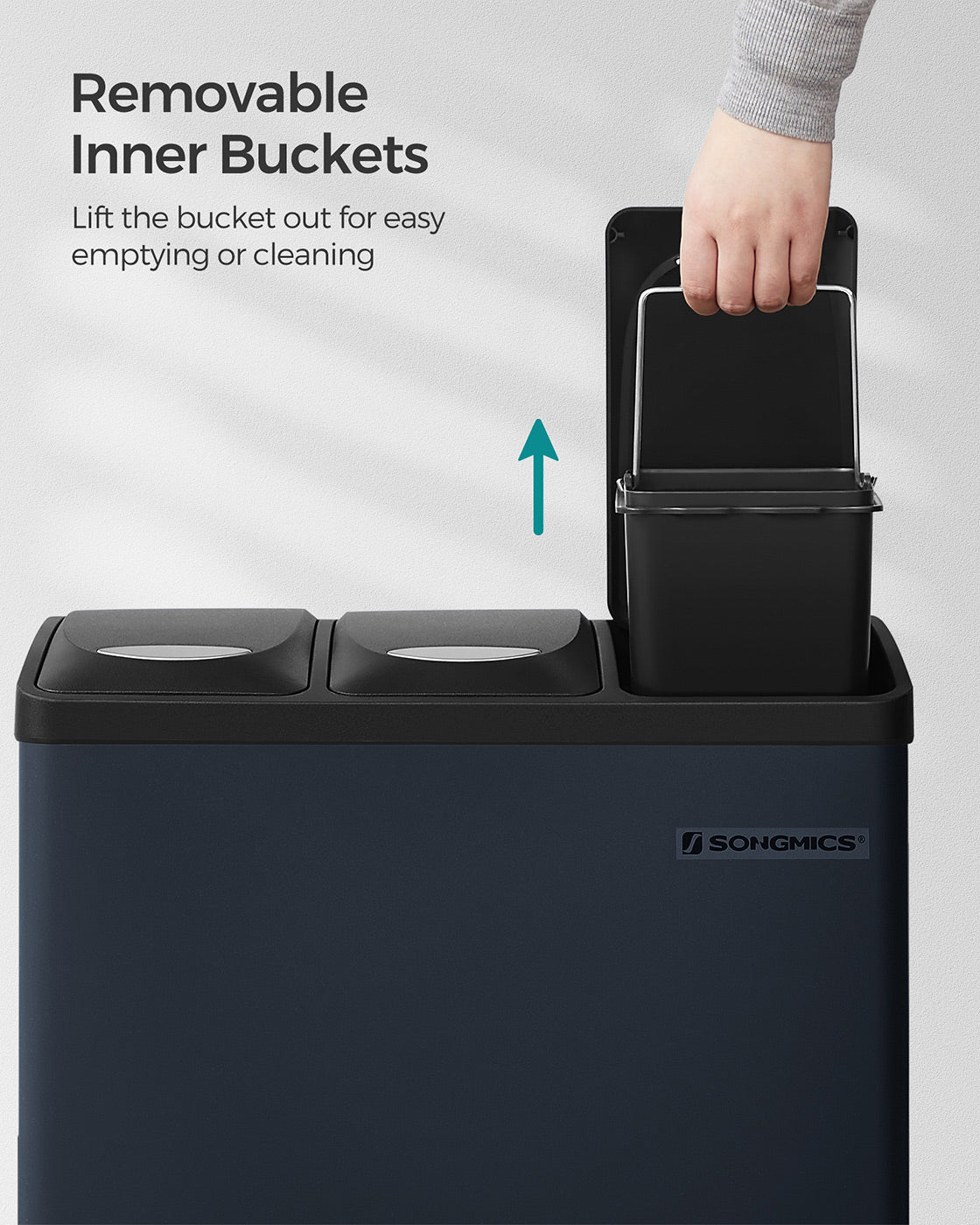 3-in-1 Rubbish Bin – Stainless Steel – Silver – 24 Litre Recycling Waste Separation System