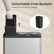 Metal Pedal Trash Bin – Silver – Set of 3 with Lids and Inner Buckets for Waste and Recycling