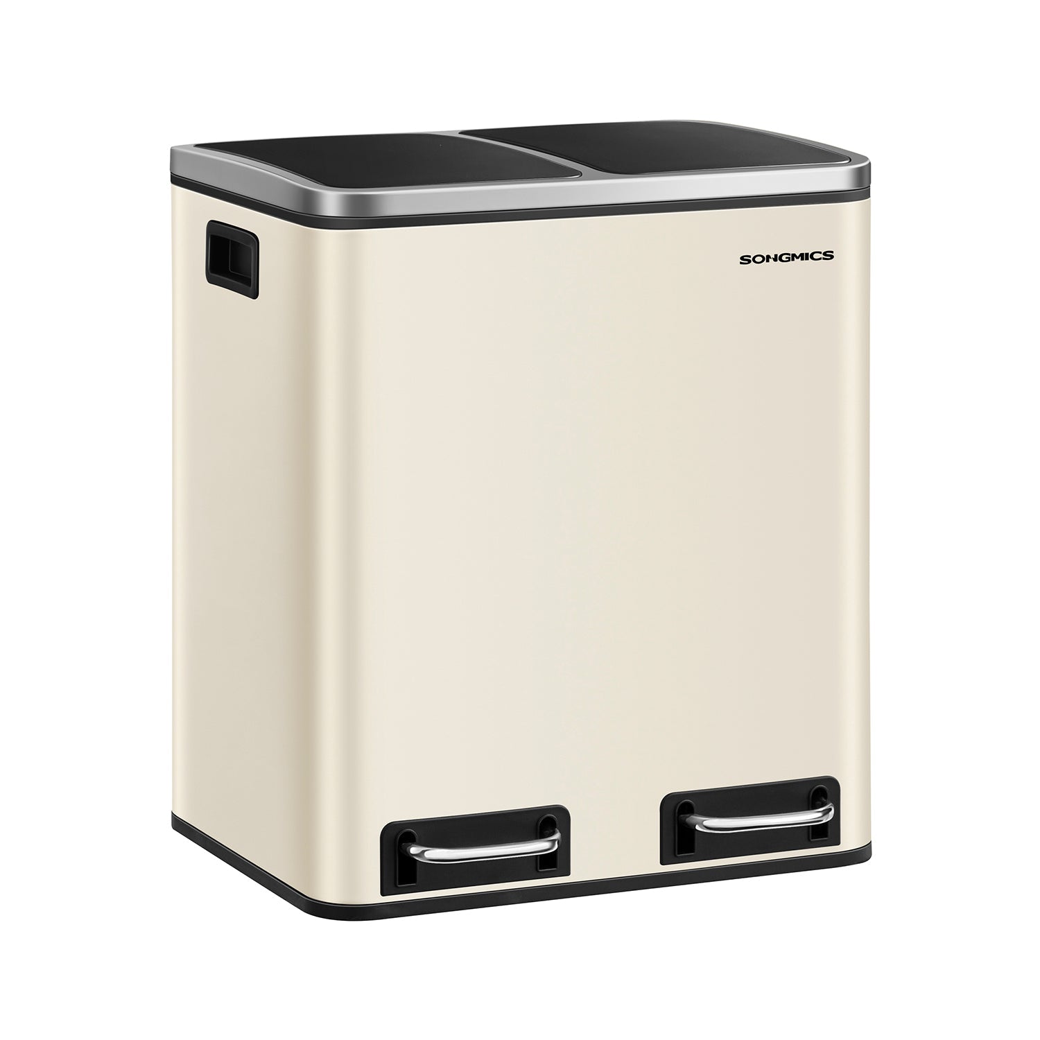 Kitchen Pedal Bin – Stainless Steel – Sand Beige and Ink Black – Dual Compartment 30L