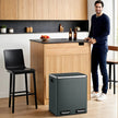 Double Kitchen Bin – Stainless Steel – Silver – Pedal Operation with Inner Classified Buckets