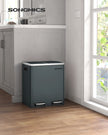 Trash Can – Stainless Steel – Silver – Dual Compartment 30L for Recycling