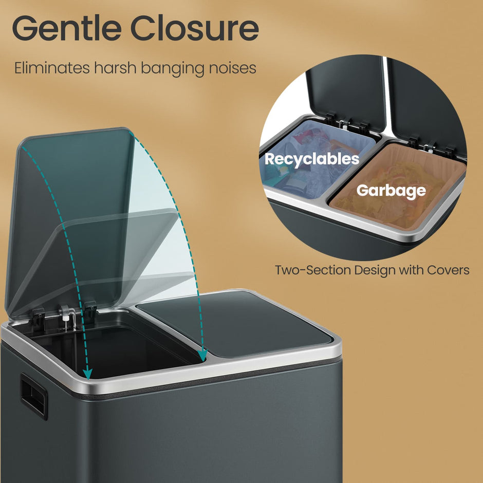 Double Kitchen Bin – Stainless Steel – Silver – Pedal Operation with Inner Classified Buckets