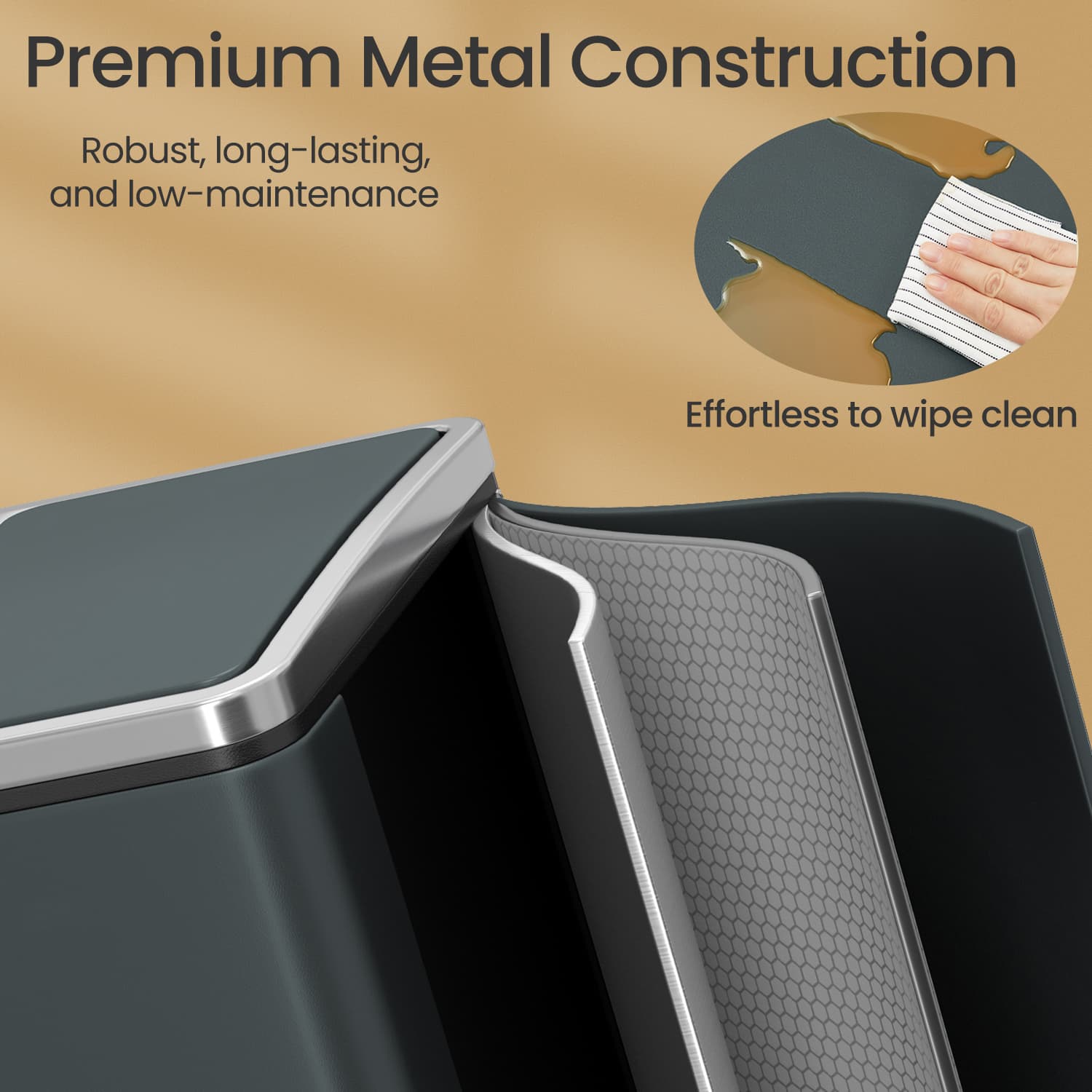 Double Kitchen Bin – Stainless Steel – Silver – Pedal Operation with Inner Classified Buckets