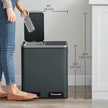 Double Kitchen Bin – Stainless Steel – Silver – Pedal Operation with Inner Classified Buckets