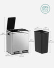 Recycle Bin Trash Can – Stainless Steel – 30L Total Capacity – Dual Inner Bins for Easy Sorting