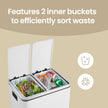 Double Kitchen Bin – Stainless Steel – Silver – Pedal Operation with Inner Classified Buckets