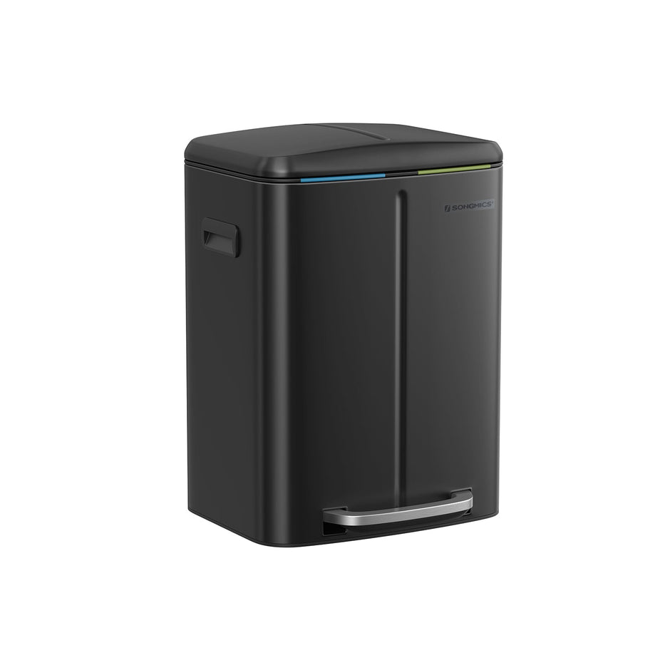 Dual Trash Can – Metal – White – Dual Compartments with Soft Closure and Airtight Design