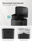 Metal Step Rubbish Bin – Black – Dual Compartment with Hinged Lid and Soft Closure