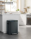 Dual Compartment Trash Can – Metal – Greenish-Grey – Soft Closure, Airtight, 2 x 20L