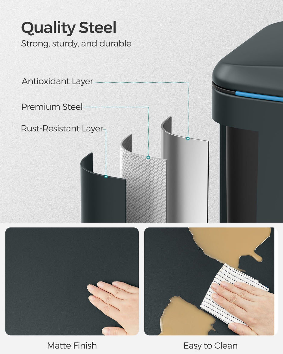 Dual Compartment Trash Can – Metal – Greenish-Grey – Soft Closure, Airtight, 2 x 20L