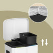 Kitchen Bin – Metal – White – Dual Compartment with Soft Close and Plastic Inner Buckets
