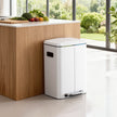 Kitchen Bin – Metal – White – Dual Compartment with Soft Close and Plastic Inner Buckets