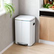 Kitchen Bin – Metal – White – Dual Compartment with Soft Close and Plastic Inner Buckets