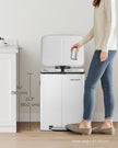 Dual Trash Can – Metal – White – Dual Compartments with Soft Closure and Airtight Design