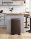 Steel Pedal Kitchen Bin – 50L Capacity – Walnut Brown – Soft Close Lid