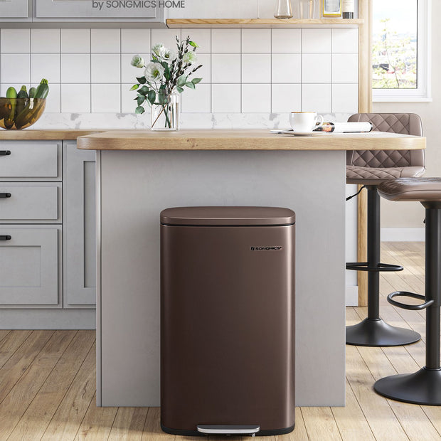 Step-On Pedal Bin – Steel – Sand Beige – 50L Capacity with Soft Close Feature