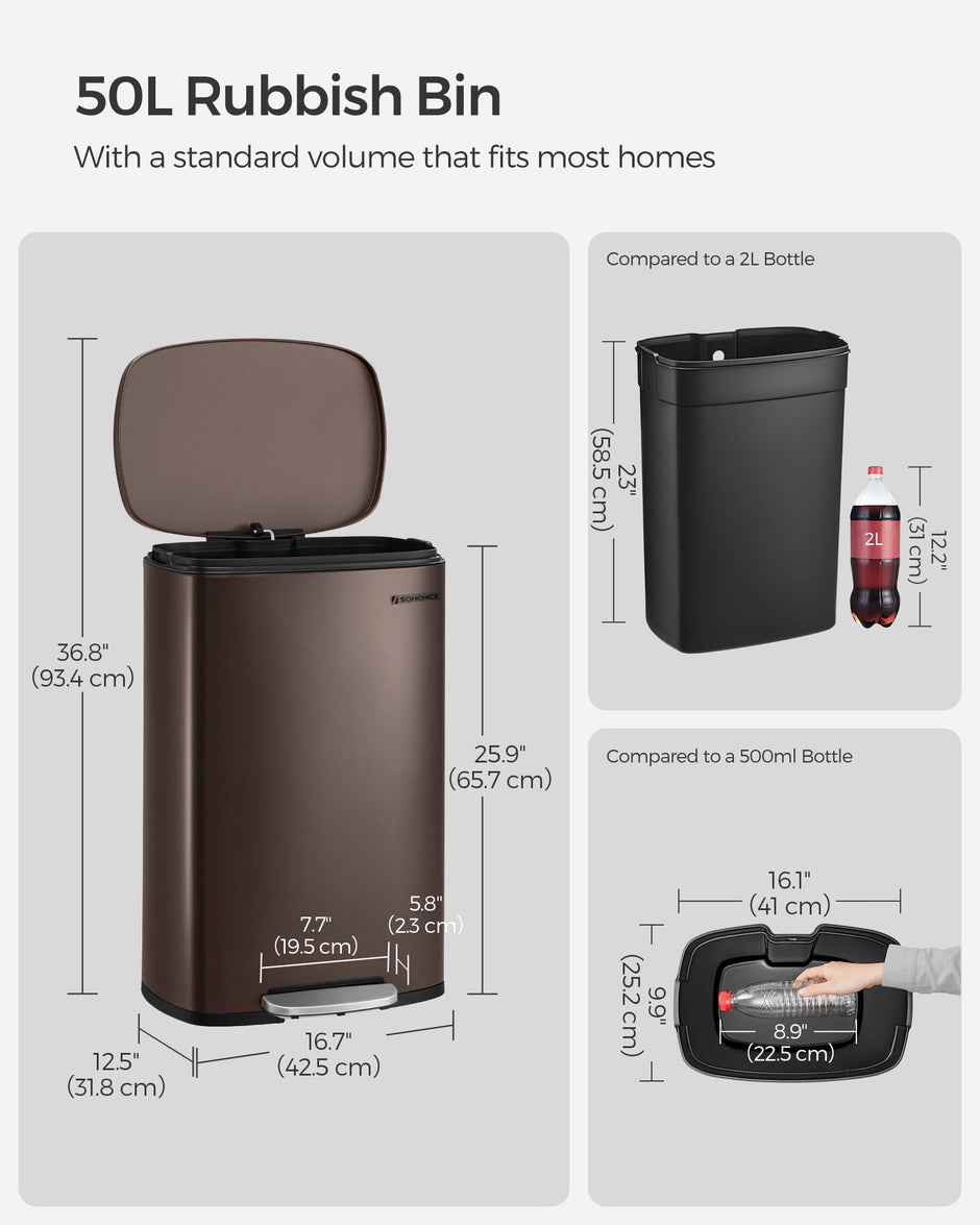 Step-On Pedal Bin – Steel – Sand Beige – 50L Capacity with Soft Close Feature