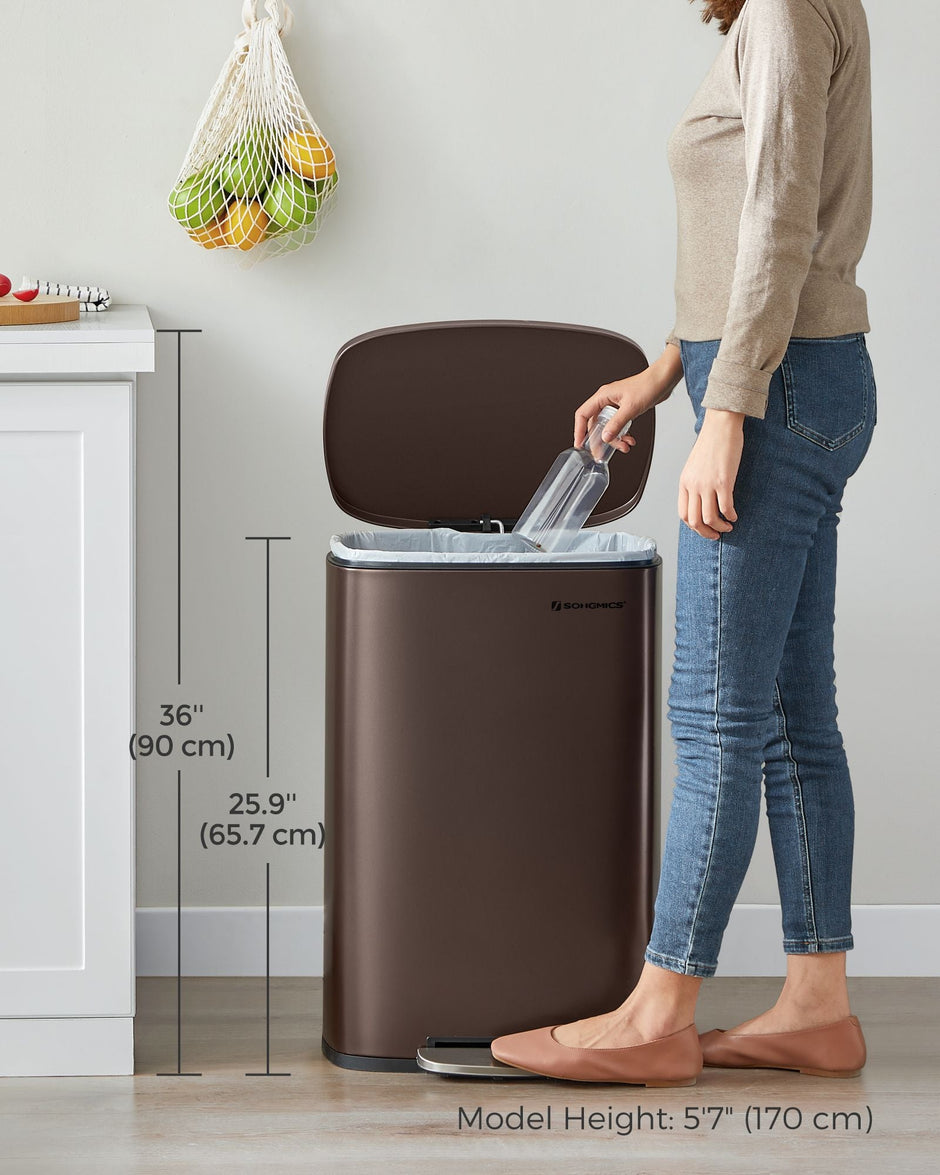 Step-On Pedal Bin – Steel – Sand Beige – 50L Capacity with Soft Close Feature