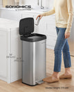 Metal Waste Pedal Bin – 68L – Silver – Tall with Lid