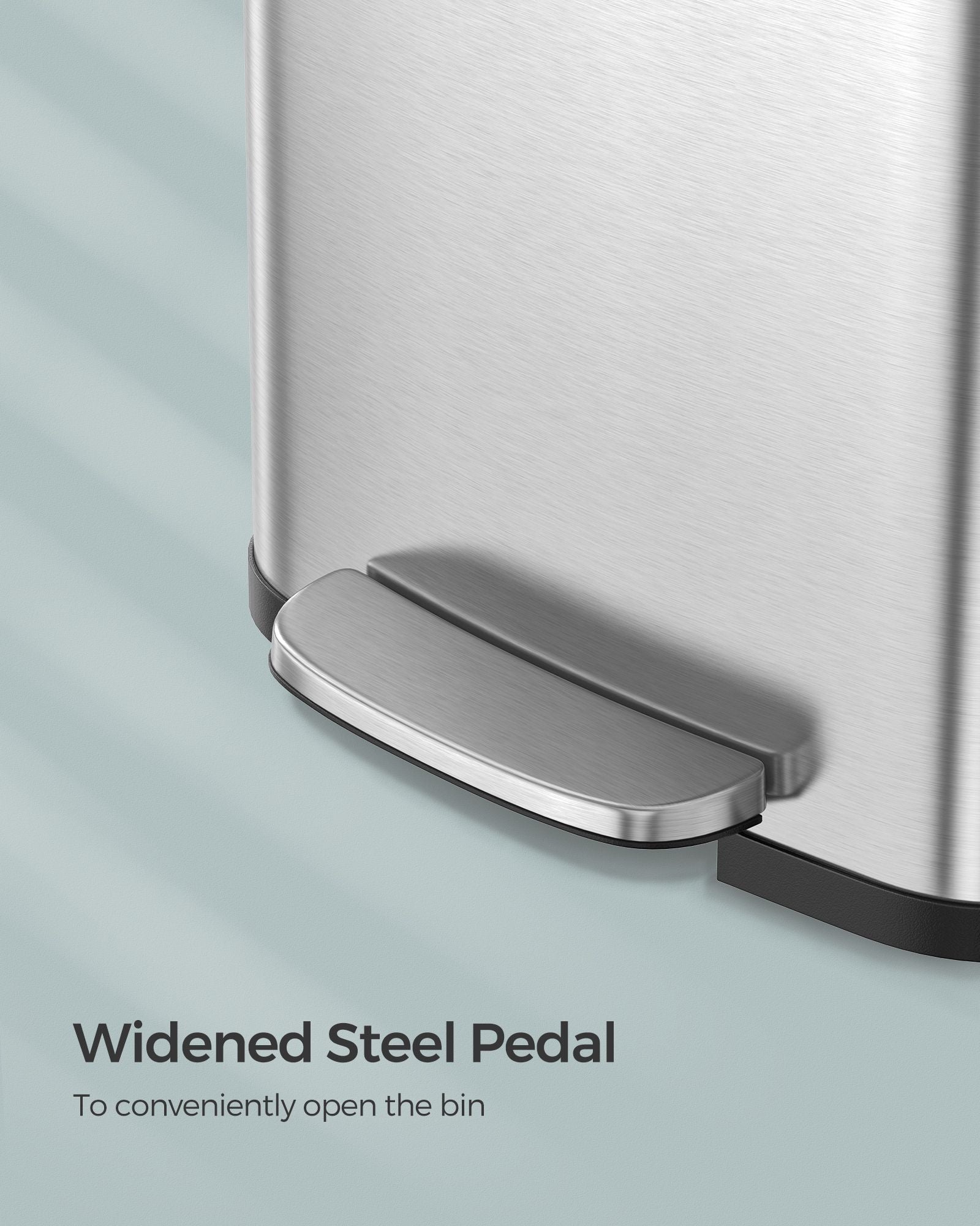 Metal Waste Pedal Bin – 68L – Silver – Tall with Lid