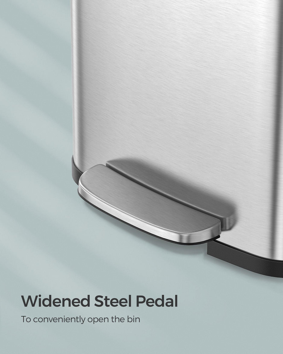 Metal Waste Pedal Bin – 68L – Silver – Tall with Lid