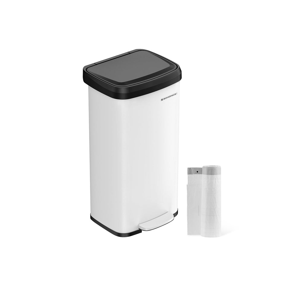 Metal Waste Pedal Bin – 68L – Silver – Tall with Lid