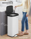 Metal Waste Pedal Bin – 68L – Silver – Tall with Lid