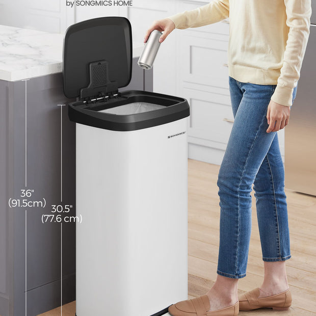 Metal Waste Pedal Bin – 68L – Silver – Tall with Lid