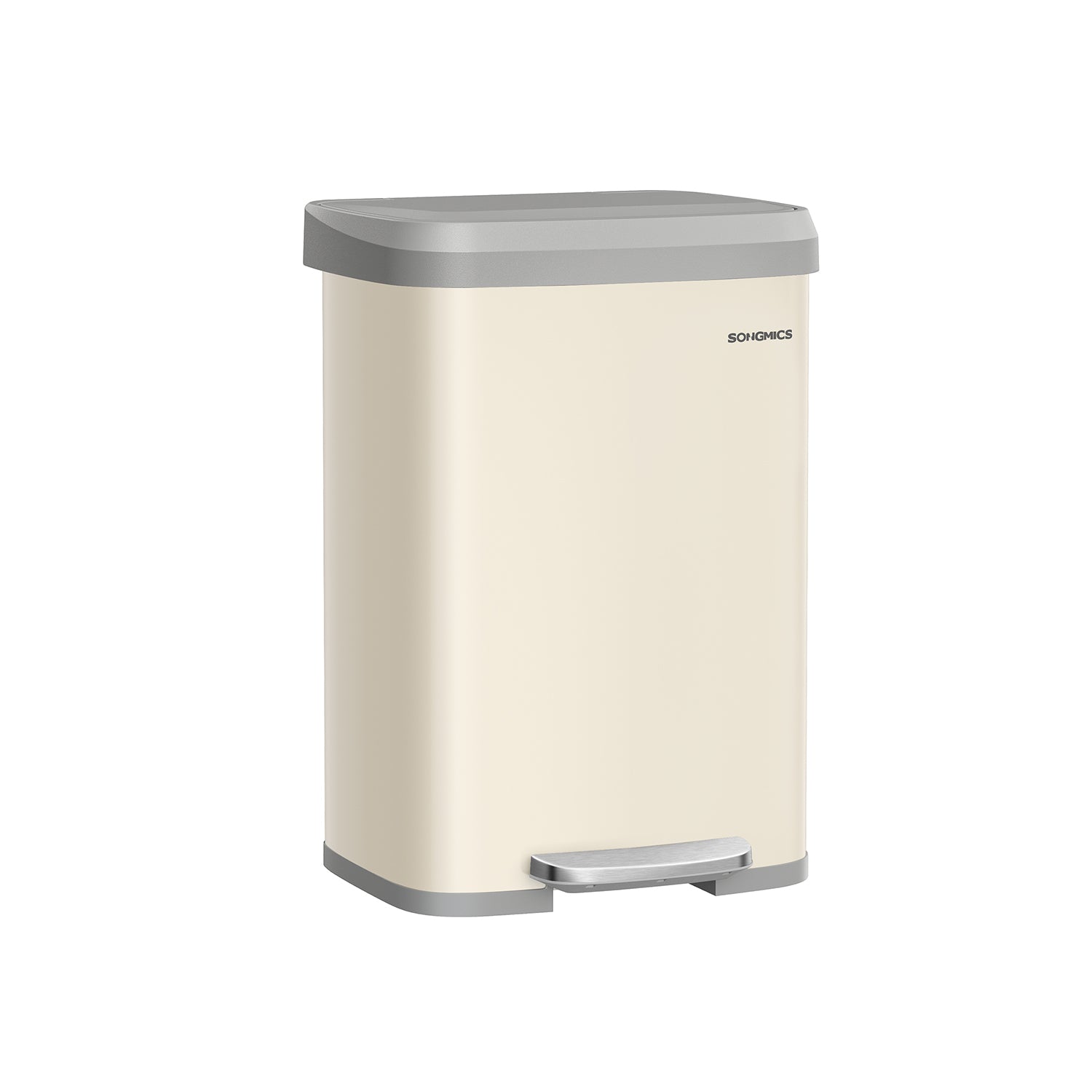 Metal Waste Pedal Bin – Metal – Sand Beige and Dove Grey – 68L Capacity with Lid